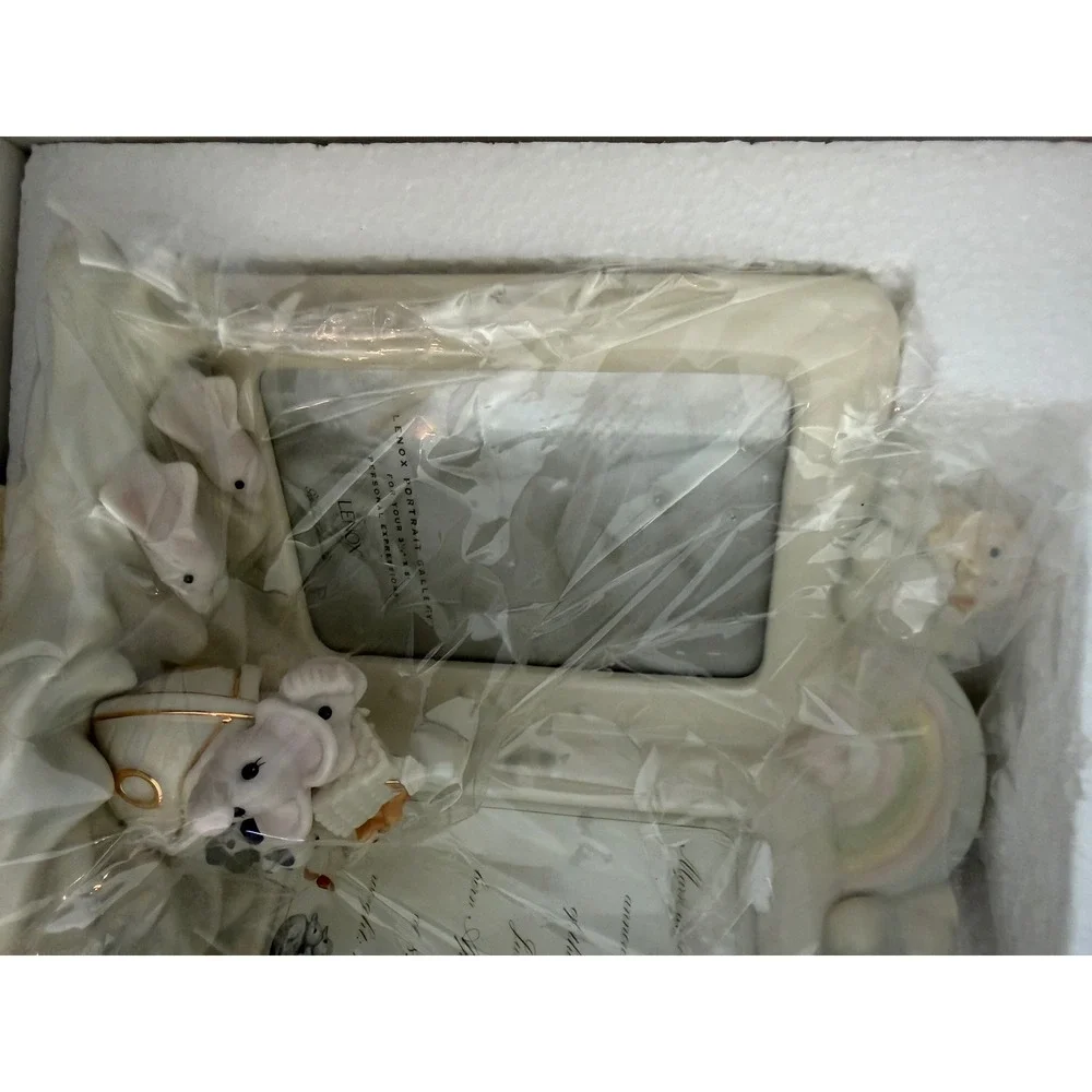Lenox Noah's Ark Double Picture Frame Ivory China Gold Accents 3.5x5 New in‎ Box